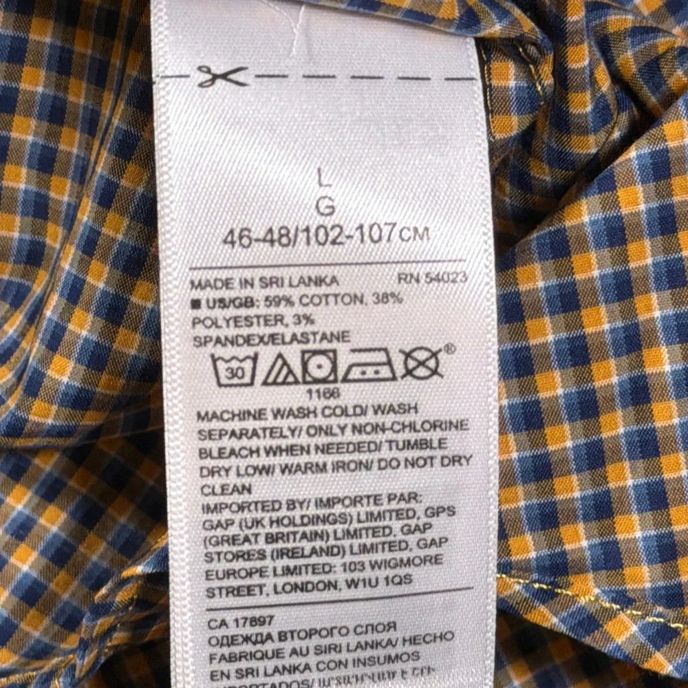 Banana Republic Button Down Shirt Mens L Orange Plaid Slim Flex Tech Stretch